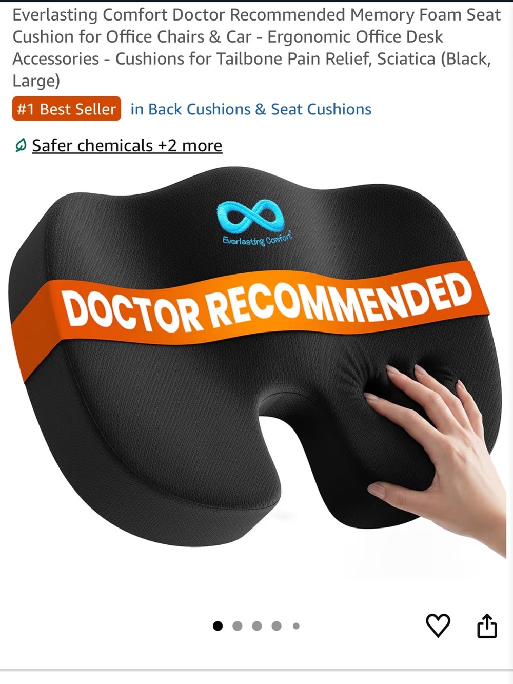 New Everlasting Comfort Doctor Recommended Memory Foam Seat Cushion for Office